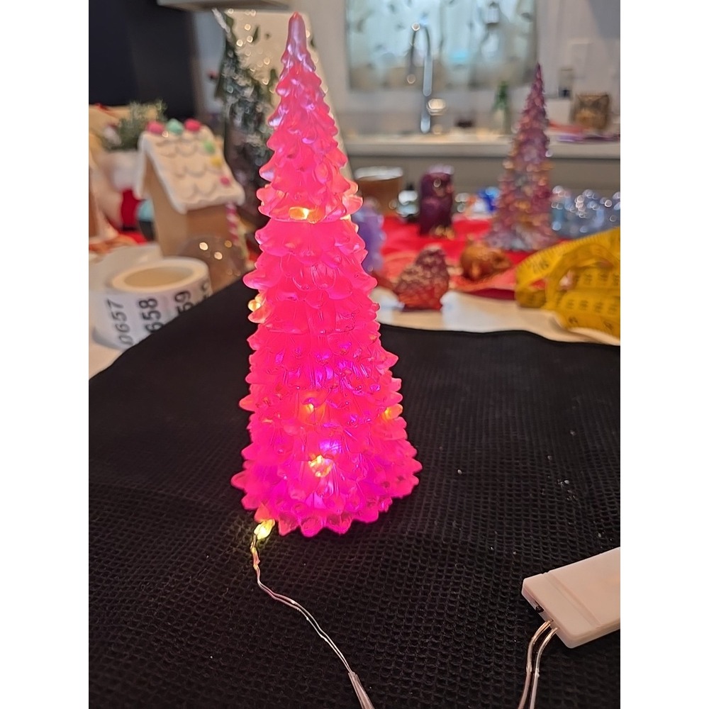 Handmade Resin‎ Pink Light Up Tree Decoration Gift  657 - Picture 6 of 8
